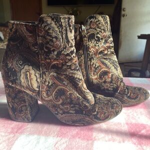 BP black brown paisley velvet whimsigoth boots